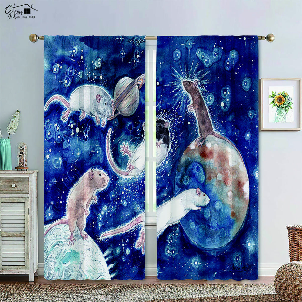 Cartoon Animal Curtains Pet Cat Dog Lion Leopard Elephant Giant Panda Fox Monkey Rabbit Penguin Whale Children's Printed Curtain