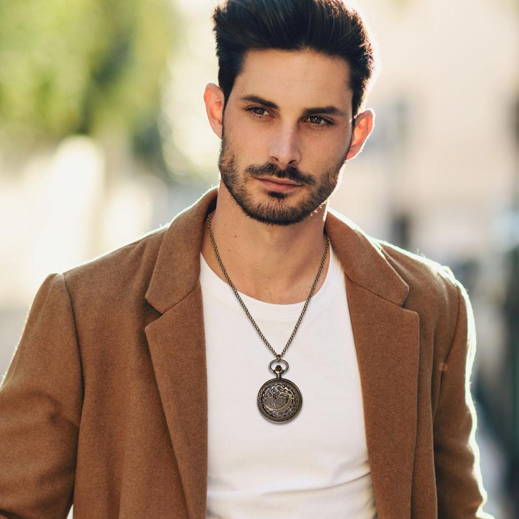 Sowa Kieszonkowy Zegarek Kieszonkowy Antyczny Zegarek Wisiorek z Naszyjnikiem Brązowy Idealny Prezent na i Biały Dzień Zegarek, Analogowy, Wodoodporny Łańcuszek, - Urodziny,