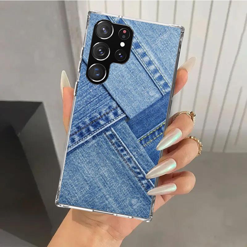 Jeans Cowboy Denim Printed Phone Case for Samsung Galaxy S26 S24 S23 Ultra S25 Edge S22 S21 Plus S20 FE + Soft Print Shell Funda