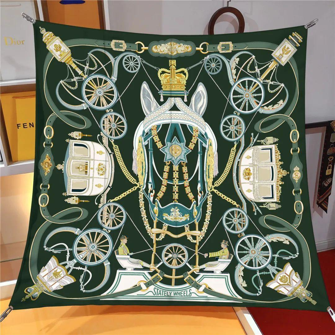 

Fashion High-Grade Kerchief Print Bandana 90*90Cm Shawl Summer Sunscreen Square Headcloth Female Silk Scarf Popular Muffler