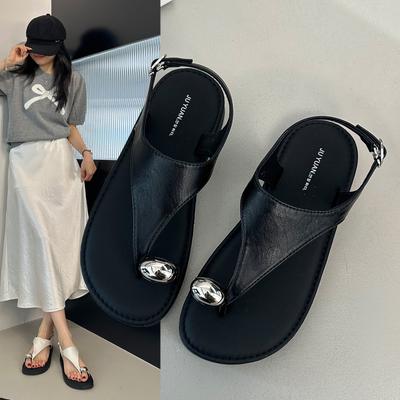 French Beautiful Toe Roman Sandals Women's Summer Wear 2025 New with Skirt Super Fire Fashion Flat Beach Shoes