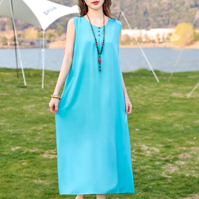 Plus Size Women's Elegant Dresses Loose Summer Sleeveless Dress Female Vintage Clothes