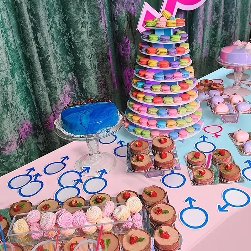 Gender Reveal Tablecloth - Pink & Blue Rectangular Plastic Table Cover, For Baby Shower, Baptism, Birthday Party Decorations
