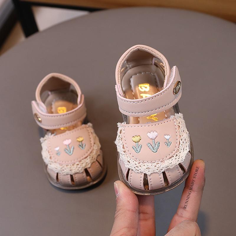 

Cute Baby Sandals Summer Girls First Walking Shoes Toddler Infant 1-4 Years Princess Sandals Breathable Birthday Shoes I10236 15 розовый