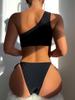 2024 Sexy Splicing Mesh One Shoulder Bikini Female Swimsuit Women Swimwear Two-pieces Bikini set Bather Bathing Suit Swim Lady
