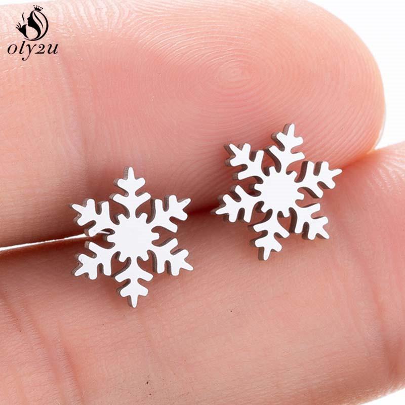 Bohemia Plant Stainless Steel Earrings Women Apple Cherry Leaf Mushroom Flower Stud Earring Piercing Jewelry