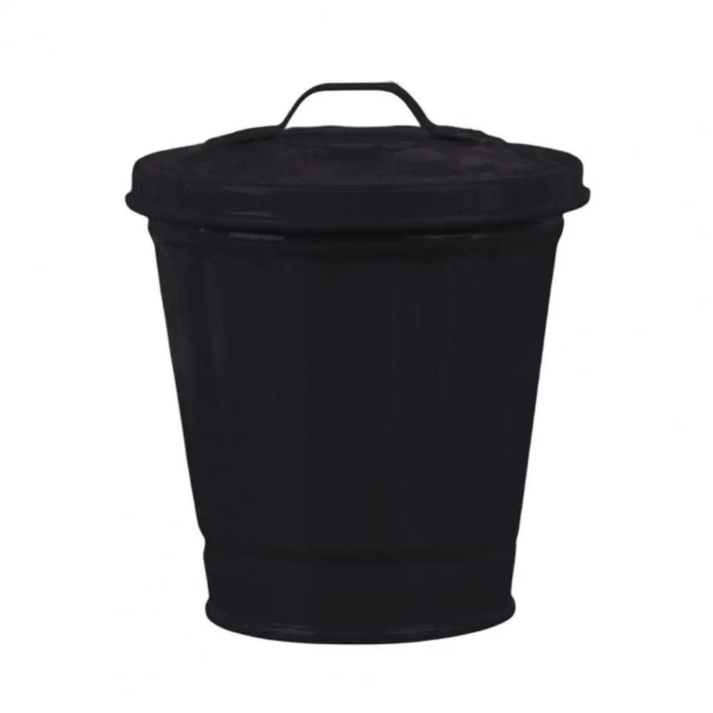 Small Buckets Galvanized Desktop Trash Can Iron Portable Waste Bin Durable Mini Wastebasket Home