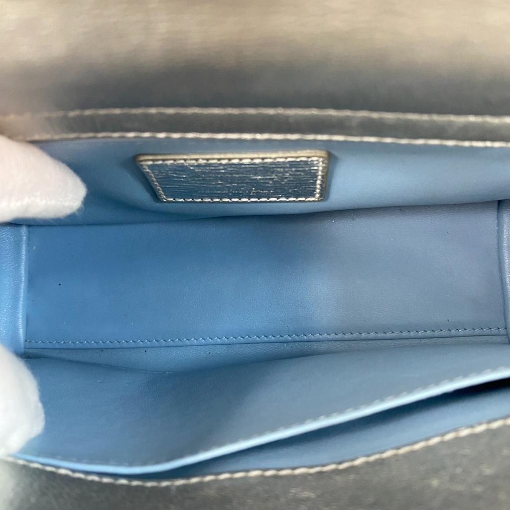 Gebrauchte Christian Dior Schultertasche Silber Leder Damen