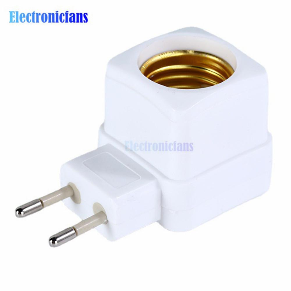 

E27 LED Light Lamp Bulbs Socket Base Holder EU Plug Adapter ON/OFF Switch білий