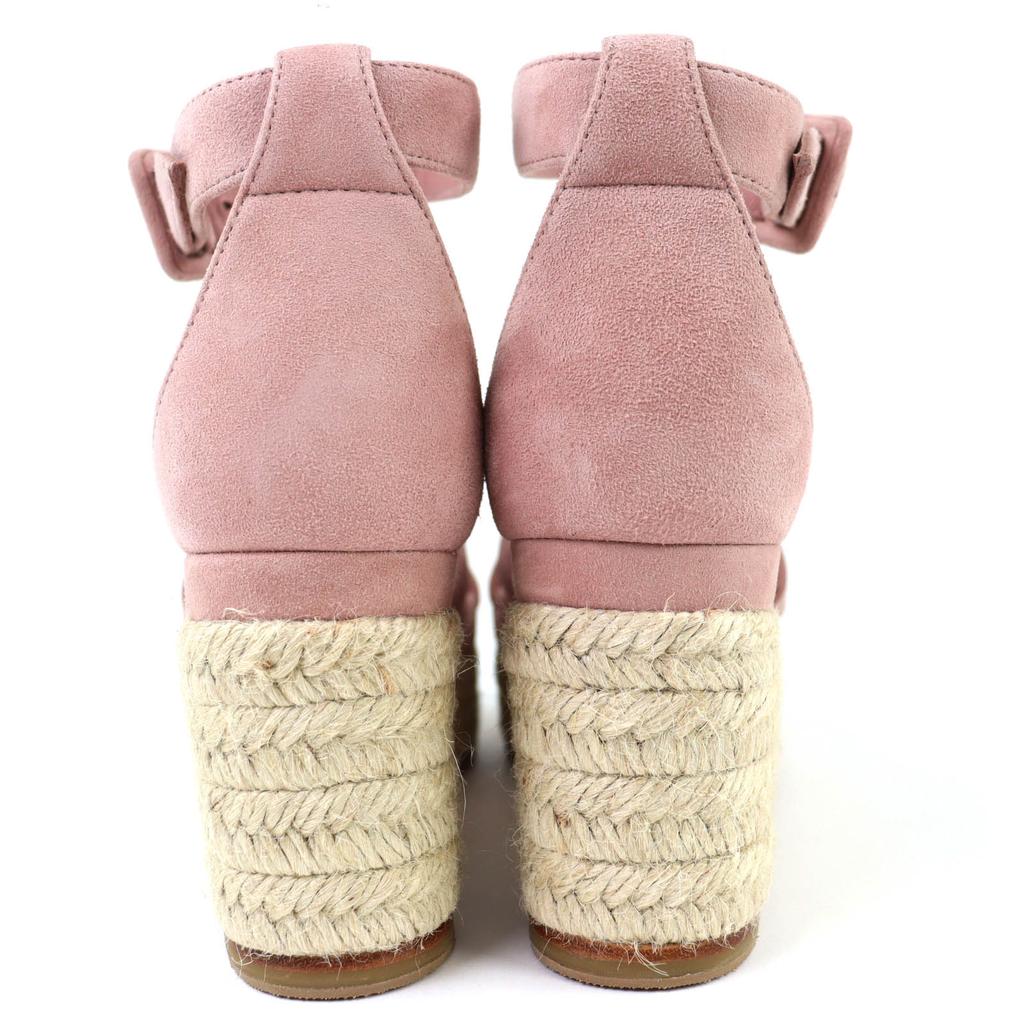 Excellent HERMES Sandals Espadrilles Elda Ankle Strap Suede Leather Pink 36 Used