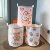 Cotton Linen Dirty Laundry Basket Foldable Round Waterproof Organizer Bucket Clothing Children Toy Large Capacity Storage Home