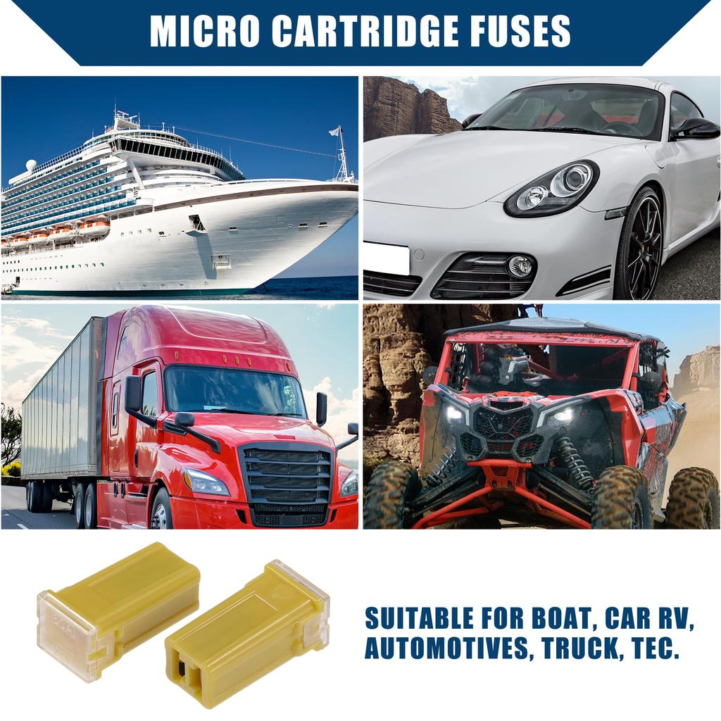 Hihaha 60A Micro Cartridge Fuse / FMM M-Case Type Fuse for Internal Engine (Vehicle)