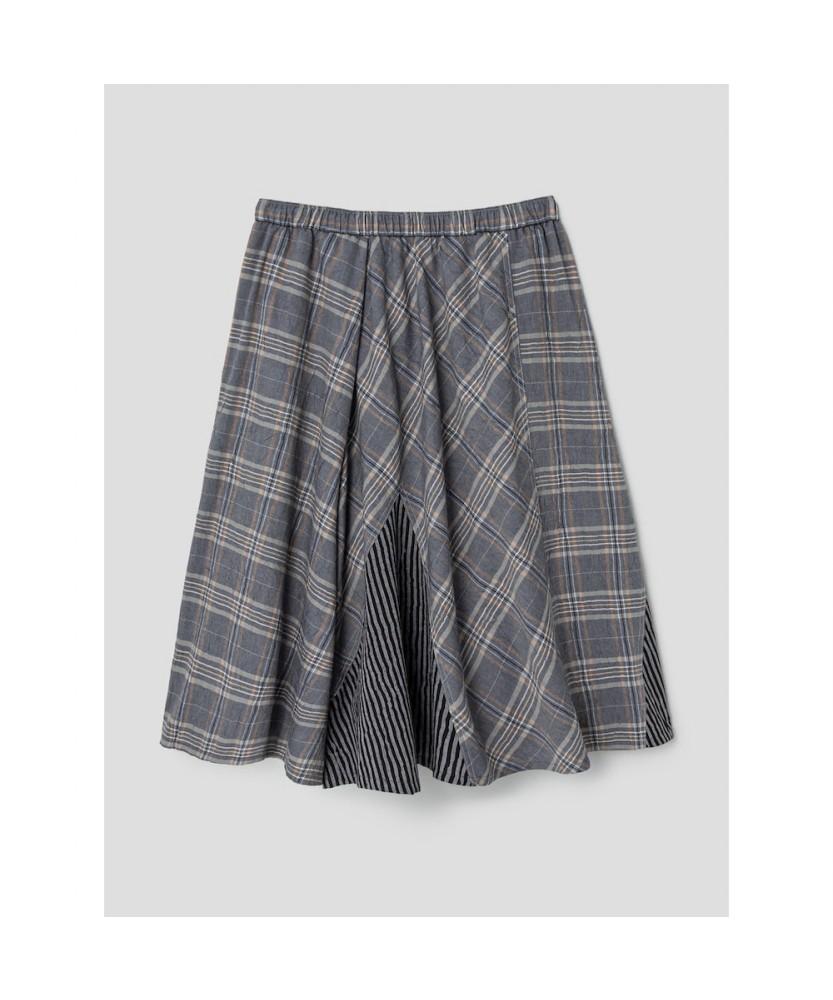 Anggae Checkered Skirt Pants Light Gray