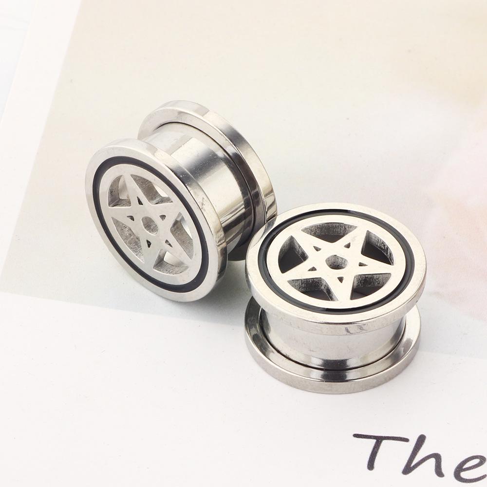 Stainless Steel Five-Pointed Star Ear Expander Earrings