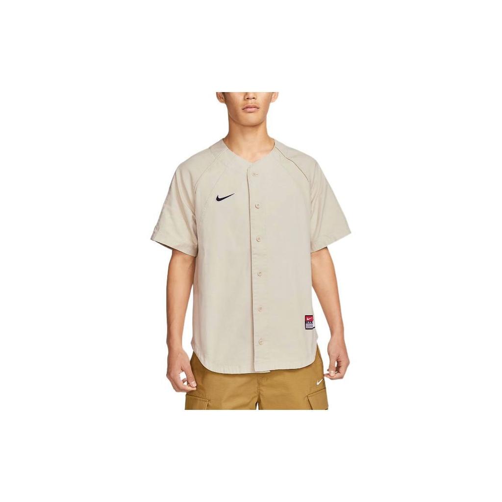 Nike SB Embroidered Logo Single-Breasted Straight-Cut Baseball Jersey Unisex Tops Mustard DQ6283-206