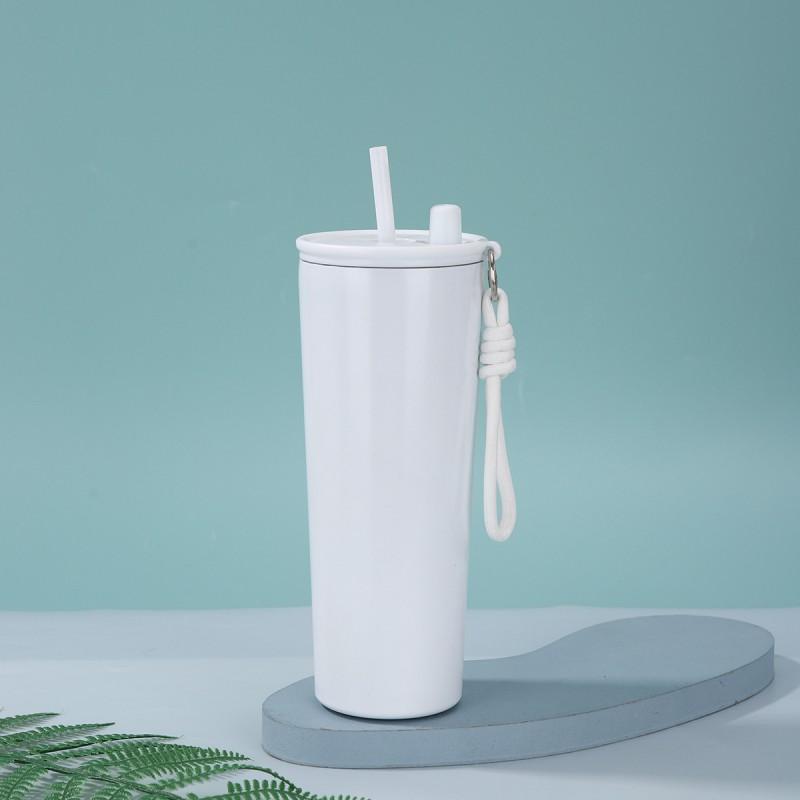 710ml Double Wall Vacuum Insulated Stainless Steel Water Bottle With Straw Carry Handle Outdoor Sports Travel