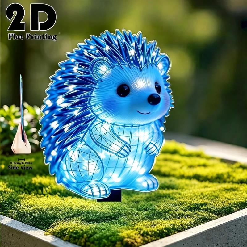 Solar Hedgehog Garden Decorative Stake Lights 2D Waterproof Bright LED Outdoor Lighting for Pathway Walkway Yard