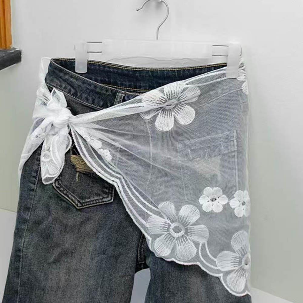 QUENTE Lenço de Cabeça Triangular de Renda Retrô Saia Curta Meia Saia Saia Cortina de Bumbum Acabamento de Renda Avental Pequeno Elegante Renda Floral Lenço de Cabelo