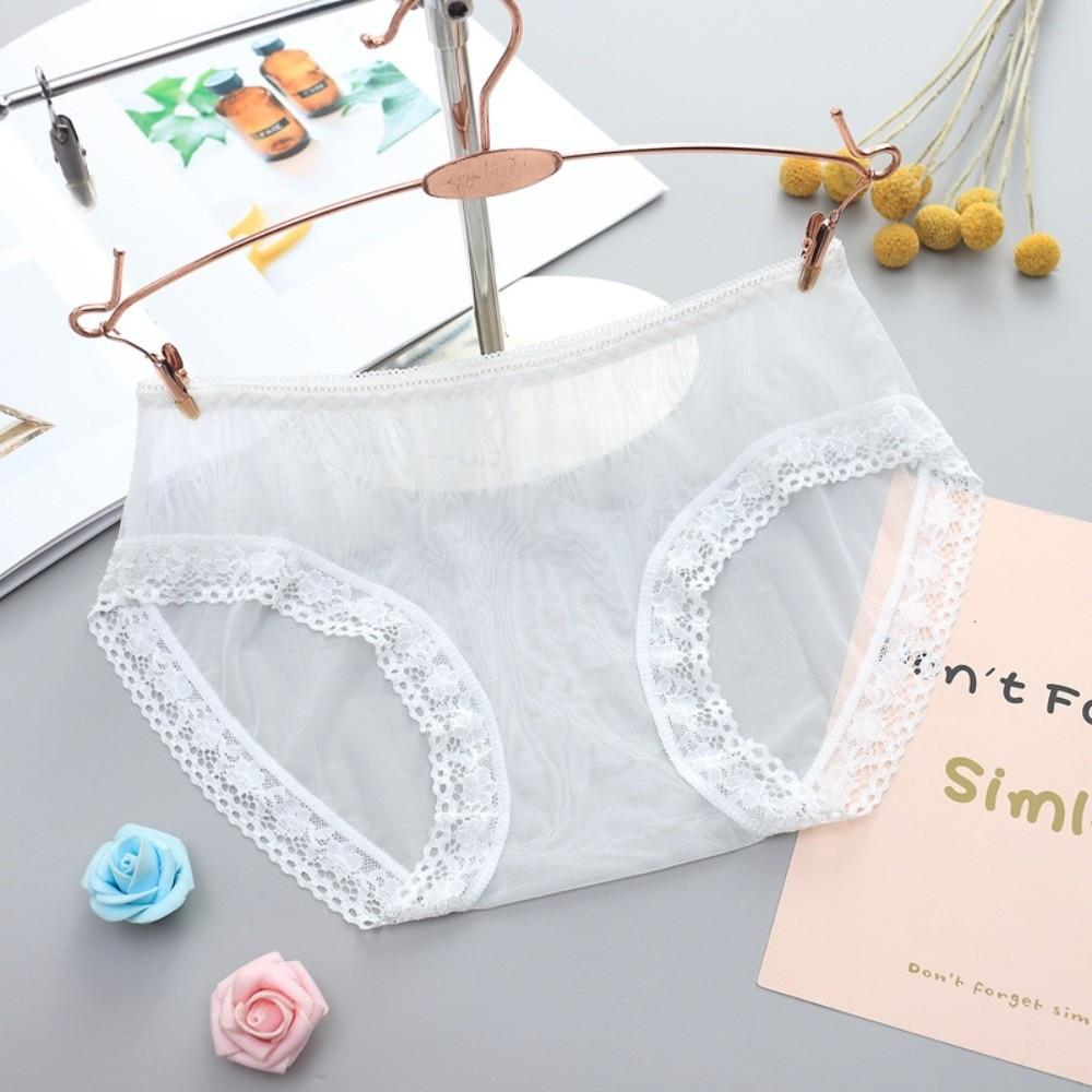 Fashion Low Waist Sheer Mesh Lace Thong Seamless Transparent Lace Flower Briefs Women Hollow One-piece Romantic T Panties Ladies