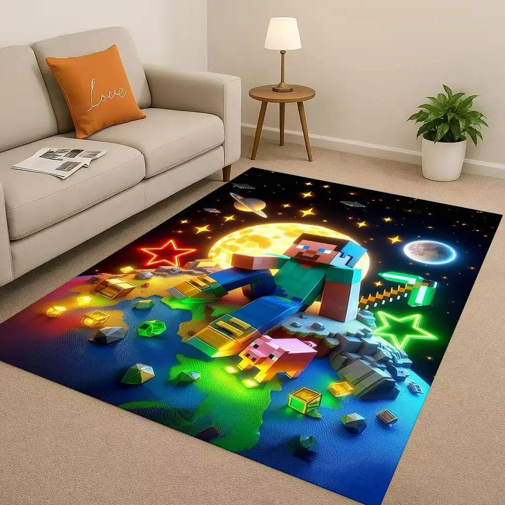 3D S-Sand B-box Cartoon Game Living Room Non-Slip Area Rug Soft Carpet for Bedroom Playroom Sofa,Easy Clean Home Decor Doormat