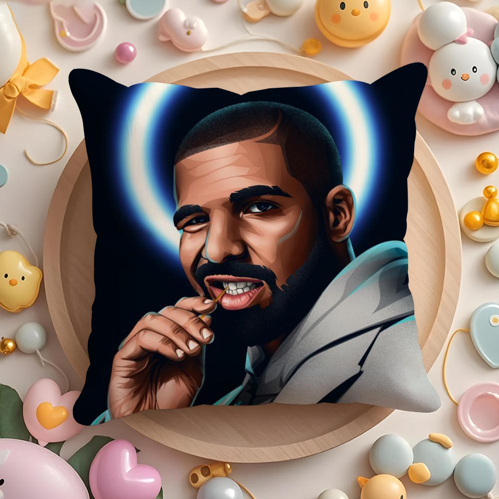 Pikpaka Rapper D-Drakes Cushion Cover Plush Fabric Soft Double-Sided Printed Sofa Warm Winter Home Gift Pillow Cover