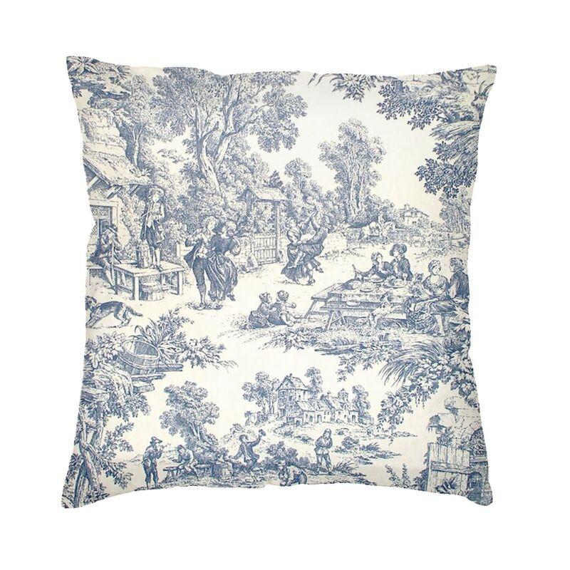 Red And White Toile De Jouy Cushion Covers Sofa Home Decor Square Throw Pillow Cover 45x45cm