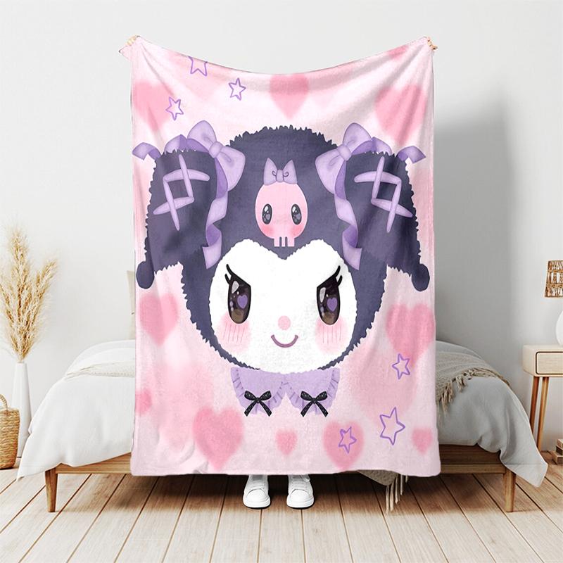 1pc Blanket Sanrio Kuromi2 Print Design, Lightweight Blanket for Sofa, Bed- Soft &Warm, Gift for All Seasons Like Christmas, Halloween