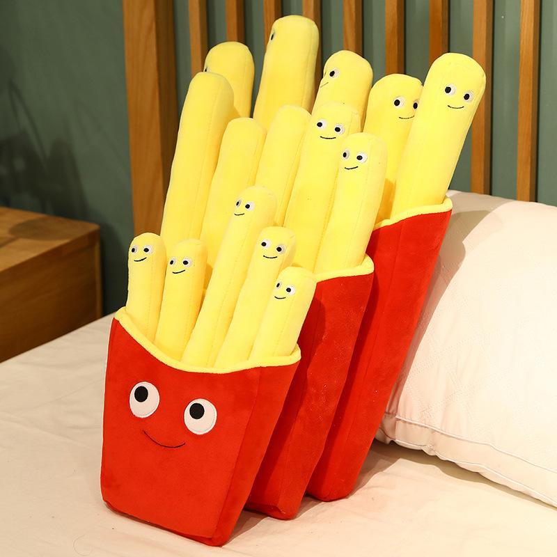 Ins Simulated Cute Fries Snack Pillow Doll Plush Toy Long Strip Pillow Food Bag Doll Doll Doll
