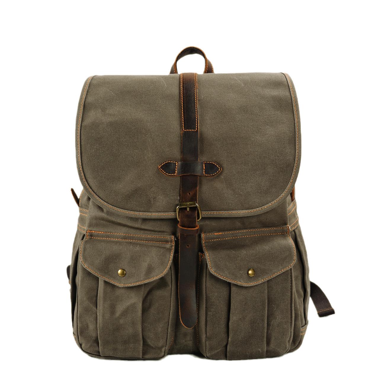 New Wax Canvas Men s Bag for Camping, Outdoor Hiking, Waterproof Backpack, Casual Retro Style16Laptop Backpack 12 inches