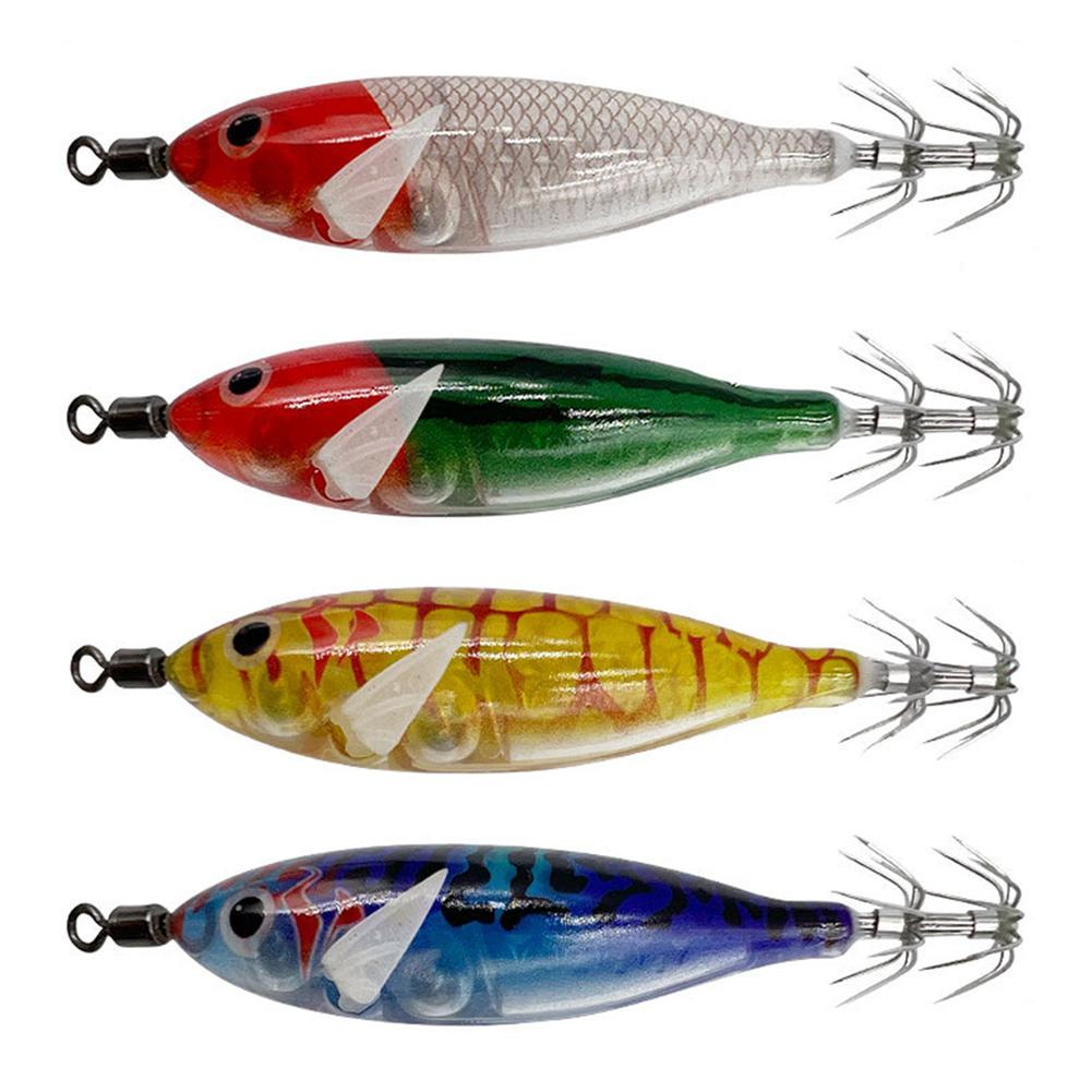 5.7g/8cm Cuttlefish Attracting Lure Double Hook Squid Jig Baits Glow In The Dark Octopus Bait for Saltwater Freshwater