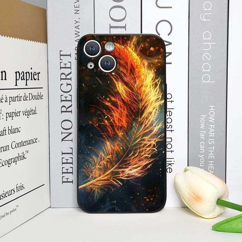 Luxury Phoenix Fire Feather Pattern Phone Case for iPhone 17 16 12 11 14 Plus 13 14 15 Pro Max 12 13 Mini X XS MAX XR Soft Cover
