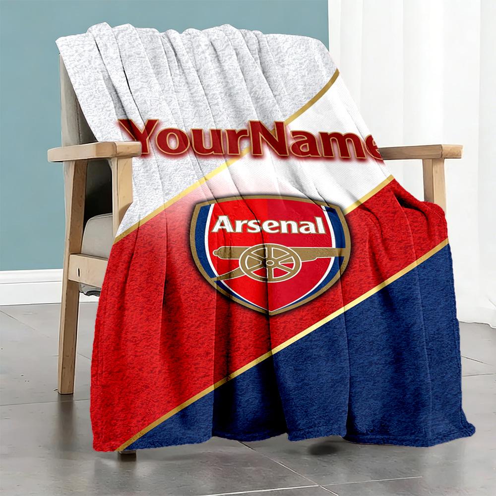Arsenal Customize Your Name Blanket Cozy Customizable Blanket Ultra-Soft Suitable for Bedding Office Chair Nap All-Season Use