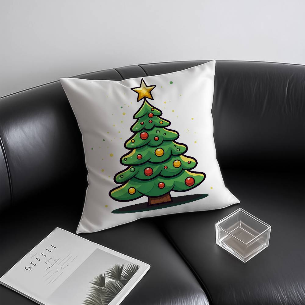 Мультяшная Рождественская елка Милая наволочка Защита от пылевых клещей Невидимая молния Диван-кровать 12x12Inch