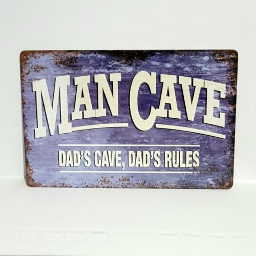 Man Cave Dad Rules Rustic Vintage Metal Tin Signs Man Cave GarageAluminum 20x30cm(7.8x11.8inch)