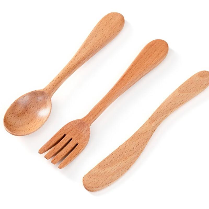 Ruhan Portable Beechwood Kids Cutlery Set