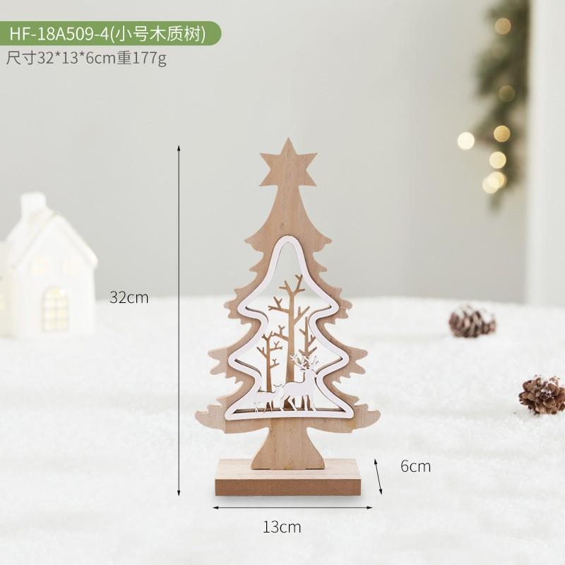 Wooden Christmas Decorations Set With English Letter Signs Tree Ornaments Snowman Reindeer Figurines Hotel Mall Window