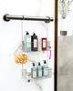 YQh Double Bathroom Bathroom Stainless Steel Shower Shampoo Rack Suspension Storage Storage Handrail Hanging Wall Easy to Install Rack, Basket, 18-8