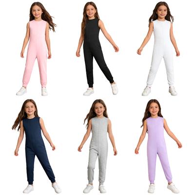 Unisex Adaptive Kleidung Einfarbiger Rundhalsausschnitt Ärmellos Ganzkörper-Jumpsuit Kostüm für besondere Bedürfnisse