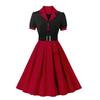 Casual Women's Fashion Polka Dot Women's Skirt, Lapel, Short Sleeved Belt, Slim Fit Spring and Summer Dress