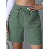 Summer New Style, Loose Fit, Linen, Casual Shorts, Solid Color, Plus Size, High Waist, Wide Leg Pants for Women