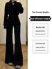 Women's Black Micro-Flare Sports Sweatpants, High-Waisted, Slimming, Flattering, Plus Velvet, Autumn/Winter 2025 Collection