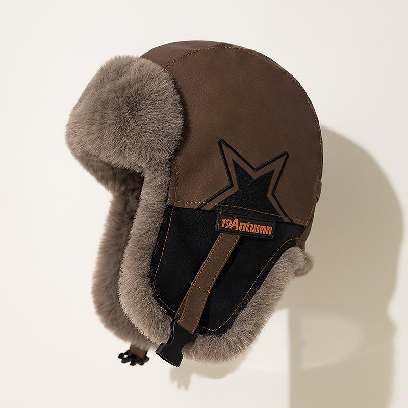 Half Star Verdicken Sie Kunstpelz Ohrenklappenmütze Uschanka Bombermütze Unisex Winter Ski Ride Reise Casual Warm Cap Farbabstimmung