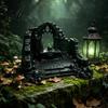 Miniature Puppet Scene Setting Gothic Ruin Skull Altar Table Ornaments 3D Printed Broken Chapel Castle Ruins Diorama Props Halloween Spooky Desktop