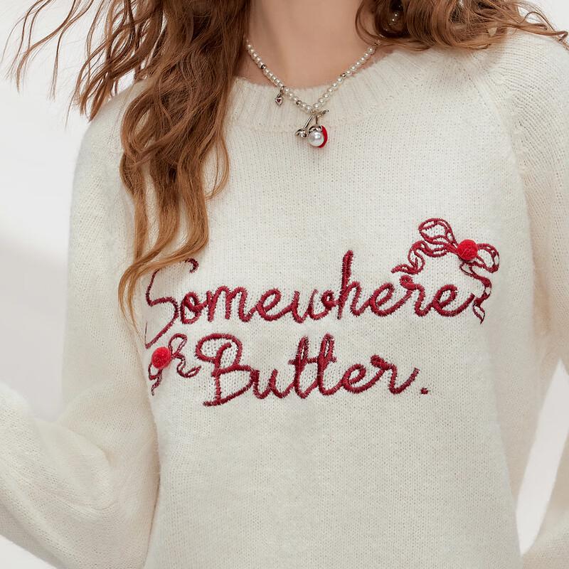 UNIFREE Letter Embroidered Pullover Sweater