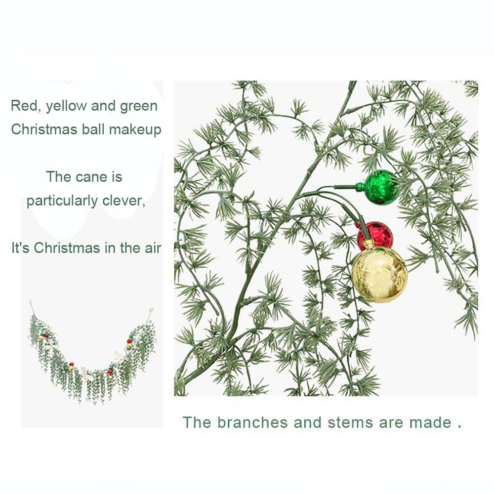 Home Decoration Artificial Green Plants Garland Wreaths Christmas Hanging Vine Pine Needle Cane
