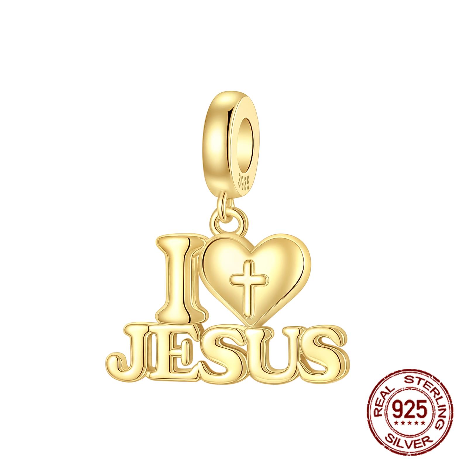 

Golden Cross Charms Metal I Love Jesus Dangle Pendant Fit Bangle Bangle Necklace Make your own Accessory Elegant Fashion Beautiful Lovely Exquisite