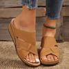 Wearing Beach Flat Mother Shoes Women's Snals Wedge Heel Retro Hollow Slippers