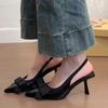 Fashion High Heels Women's Sandals Elegant Bow Shoes Pointed Toe Summer Slippers 2025 Fashion Pumps Dress Flip Flops Zapatillas De Mujer