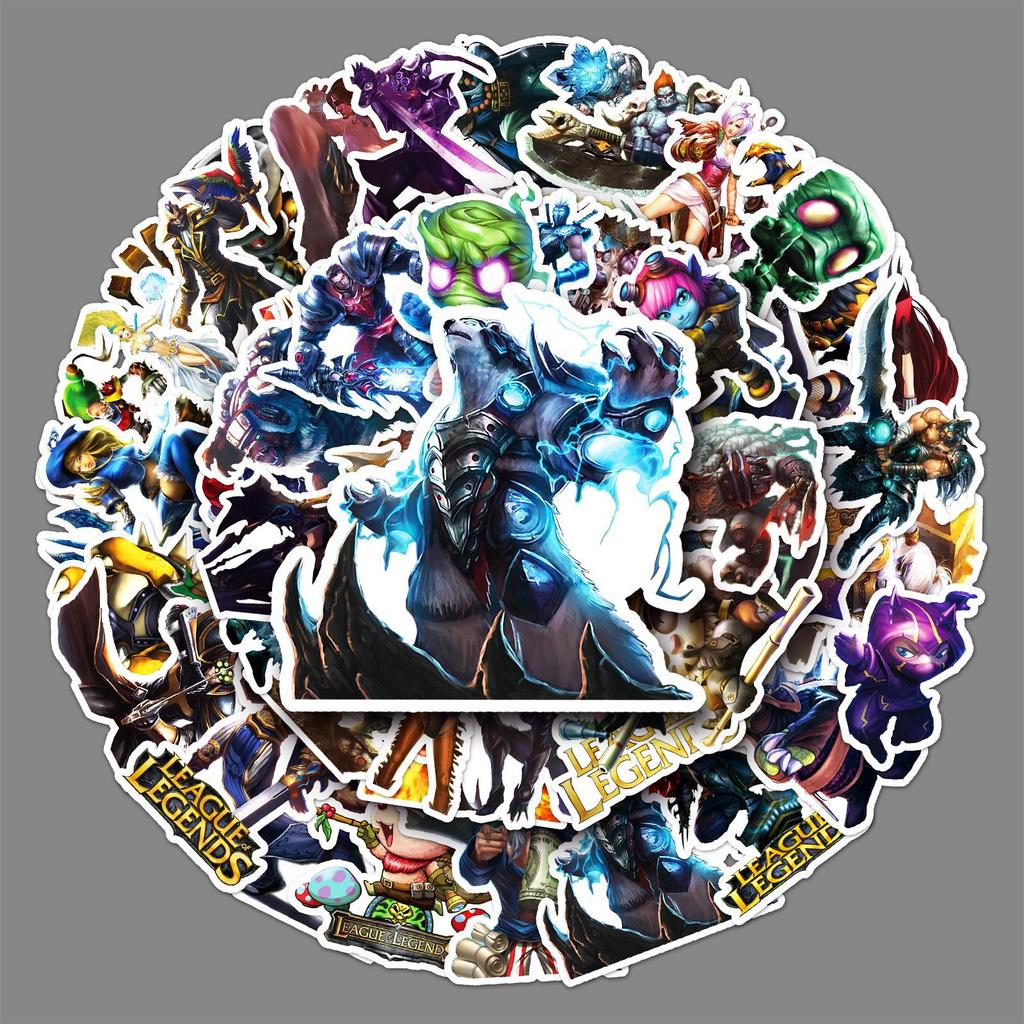 50 Photos of League of Legends Graffiti Personalized Game Peripheral Decoration DIY Skateboard Mobile Phone Case Suitcase Stickers