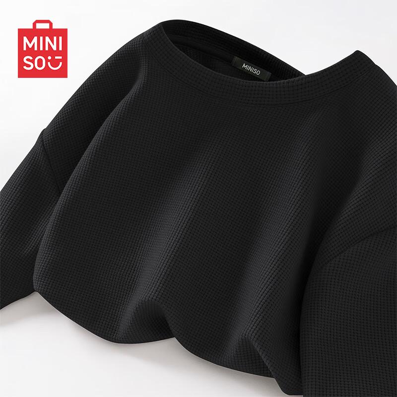 MINISO Men's Waffle Knit Heavyweight Casual T-Shirt